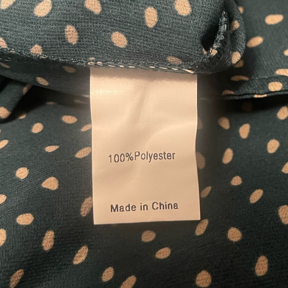 NWT Allegra K Teal and White Polka Dot Blouse - Picture 12 of 14